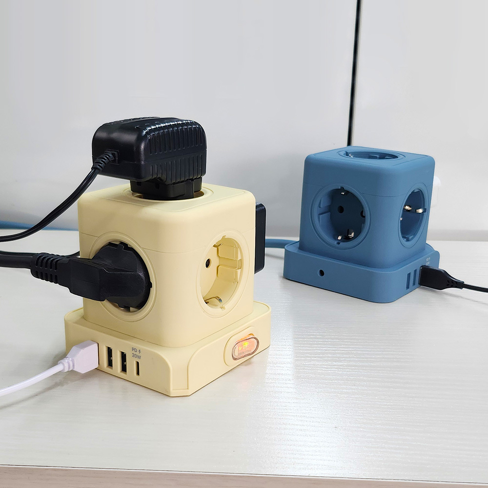 [비오스홈] QB-01 5구 고용량 4000W 큐브 스위치 멀티탭 (USB/C타입 20W 고속충전)
