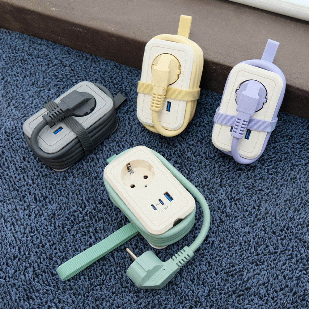 [에코너] MT11 전선형 1.5M 휴대용 미니 멀티탭 4000W 고용량 (1구/C타입포트/USB포트)