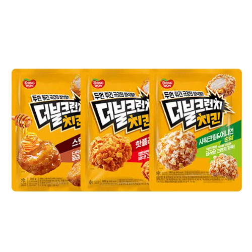 [동원] 더블크런치 스윗허니 순살치킨+핫플레이크 시즈닝치킨+사워크림&어니언 시즈닝치킨 (총 380g*3)
