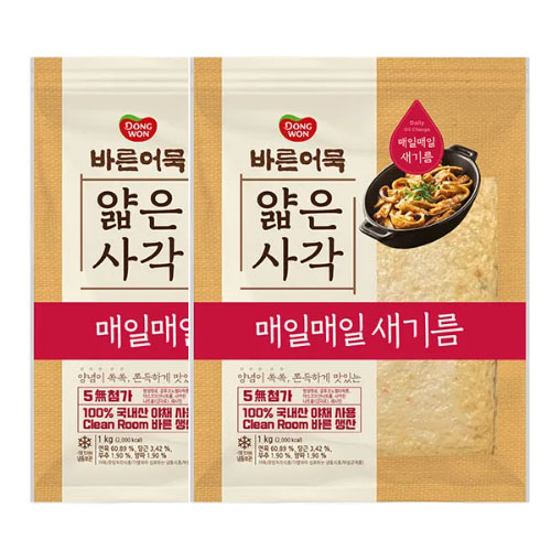 [동원] 바른어묵 냉동 얇은사각 1kg x 2봉