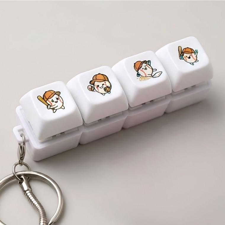 야구 캐릭터 LED 키캡 키링 클리커 클릭 키보드 자동차 가방 인형 키홀더 응원