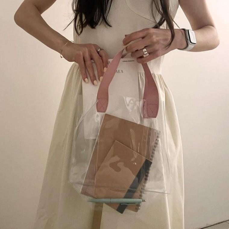 포인트 핸들 투명 가방 대