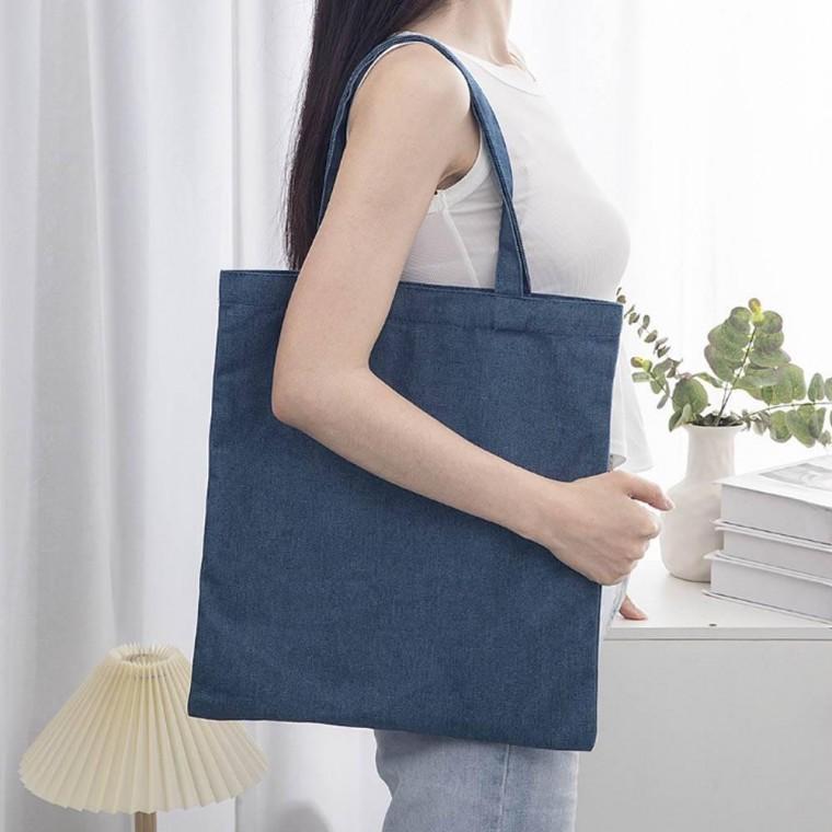 중청 숄더 솔리드 무지 데님 남여공용 에코백 청가방