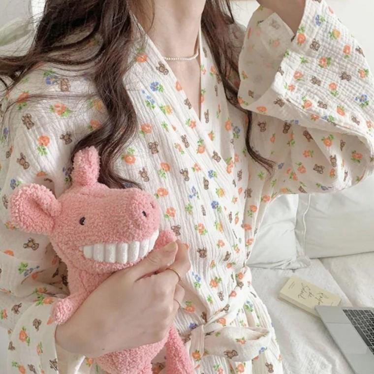 여성 얇은 샤워 로브 빅사이즈 사계절 롱 목욕 가운 여름 여자 가벼운 귀여운 예쁜