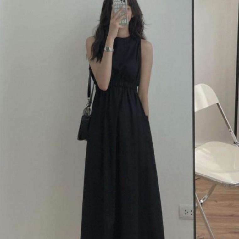 3컬러 여리여리한 셔링 민소매 여름 밴딩 롱원피스