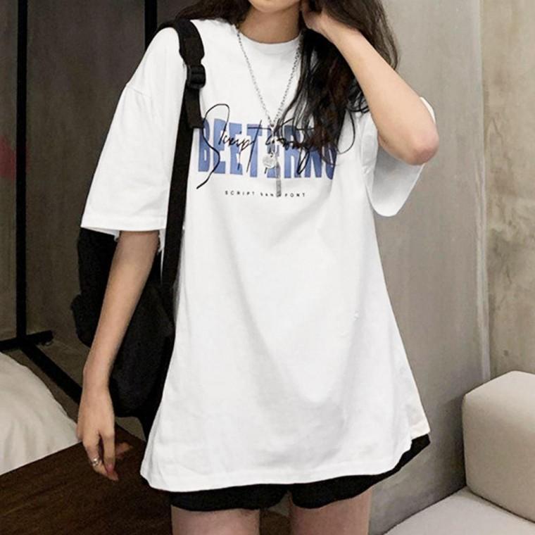여성 레터링 여름 여자 루즈핏 반팔 티 셔츠 흰 색 티셔츠 반팔티 기본 이너 예쁜
