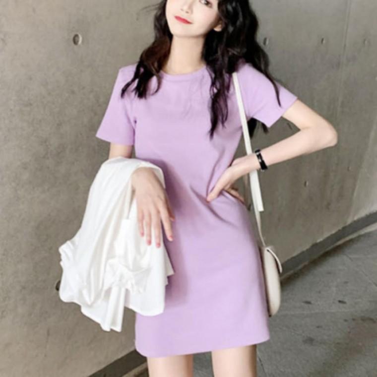 여성 여자 봄 여름 청자켓 레이어드 파스텔 반팔 미니 원피스
