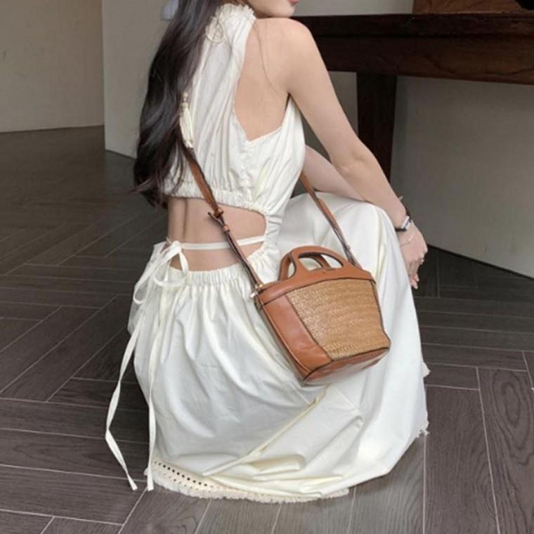 2컬러 여신룩 홀터넥 허리트임 여름 휴양지 롱원피스