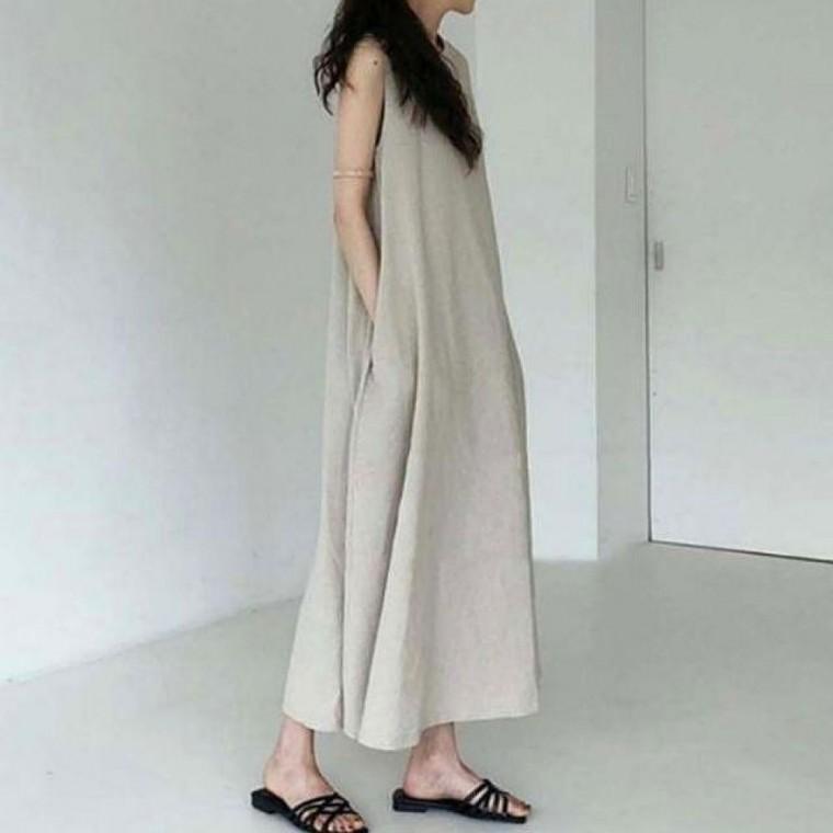 여성 A라인 민소매 나시 롱원피스 여름 롱드레스 4색