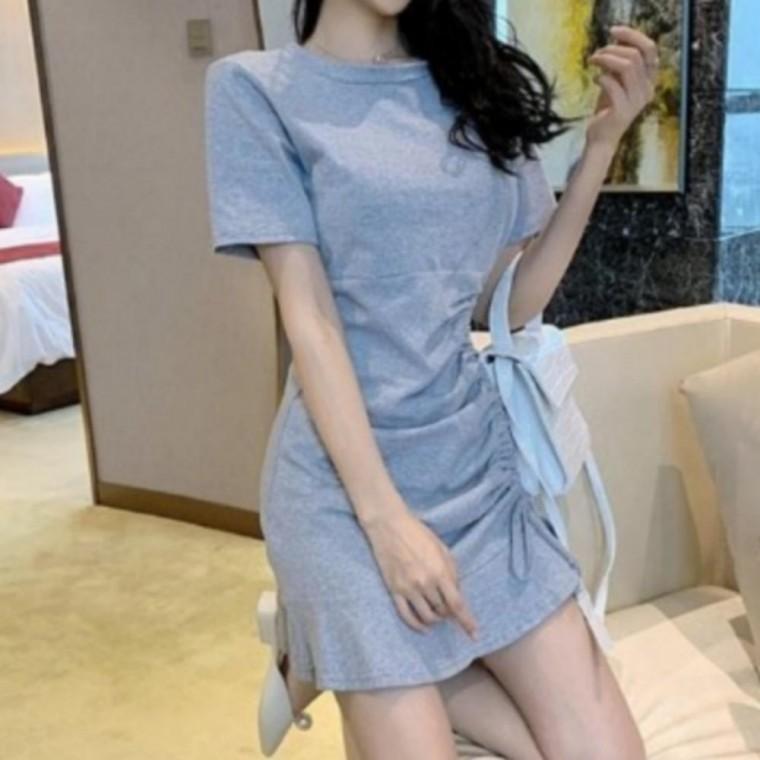 데일리 데이트룩 셔링 포인트 여름 반팔 미니 원피스 하객룩