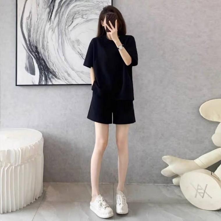 무지 반팔 반바지 심플한 디자인 올블랙 여름 상하세트