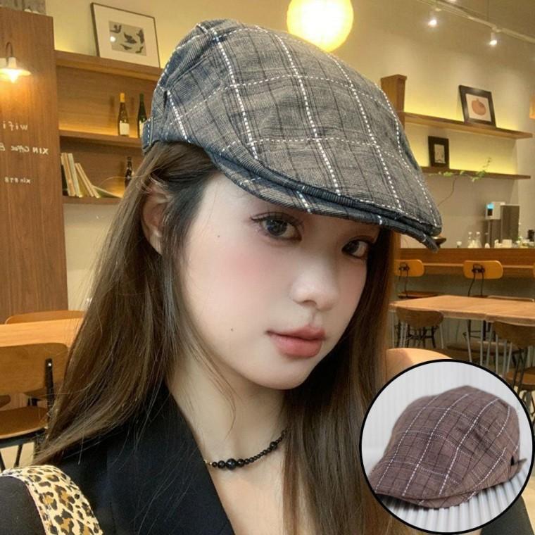 남성 헌팅캡 빈티지 여름 체크 패턴 클래식 데일리 랍슨유통