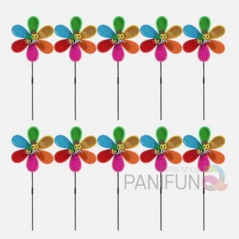 플라스틱바람개비 10p 유아행사 유치원운동회 캠핑놀거리 꽃잎 바람개비 정원바람개비
