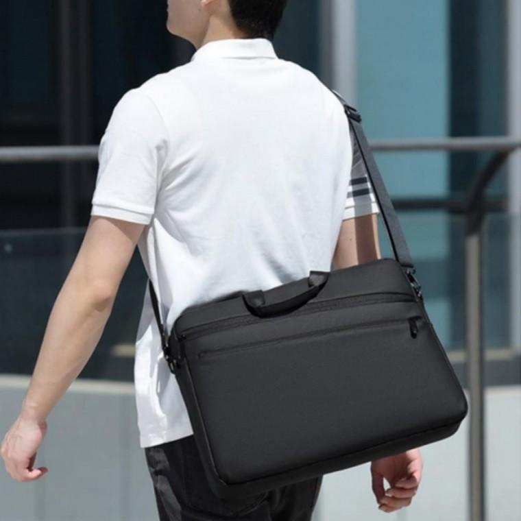 블랙 노트북 가방 비즈니스 출장 서류 가방 가벼운 15인치 숄더백