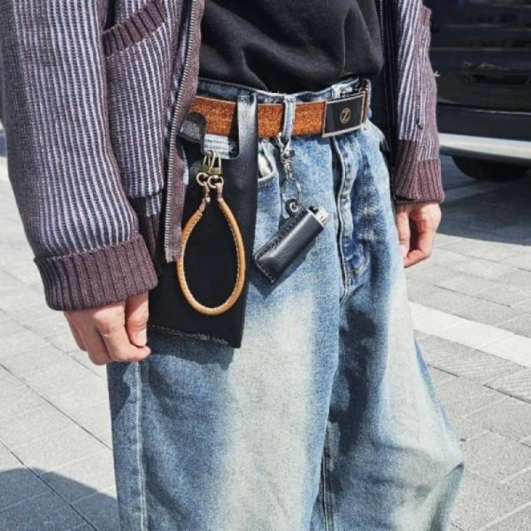 포르타키링 큐브 가죽 터 라이 가방키링 케이스 바지키링