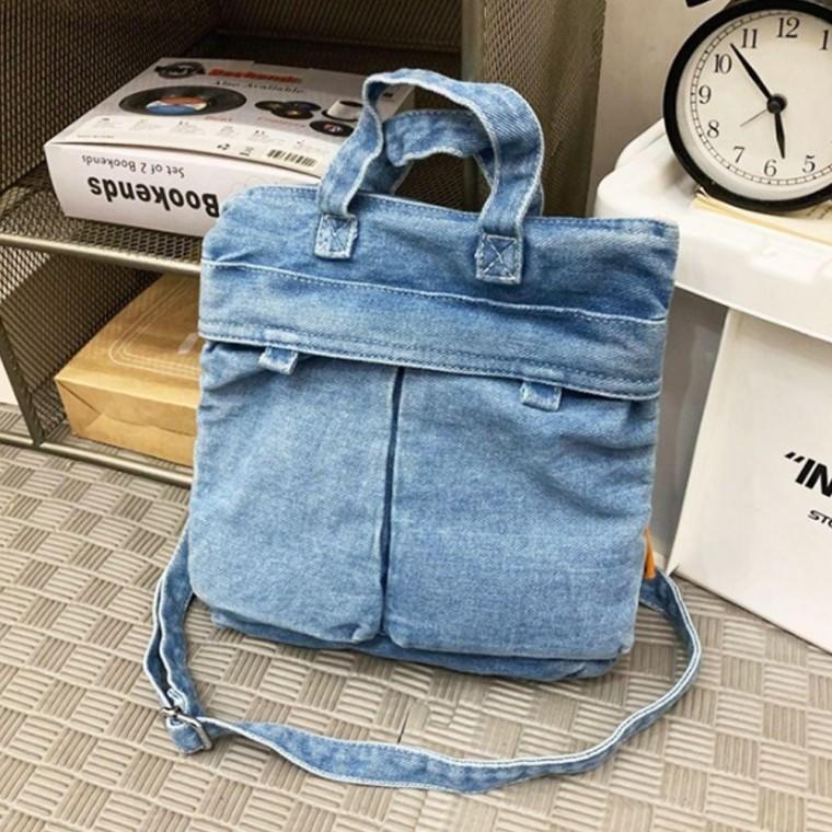 데일리 여행용 데님 크로스 백 캐주얼 가방 lightblue 가벼운 미니 휴대폰 핸드폰