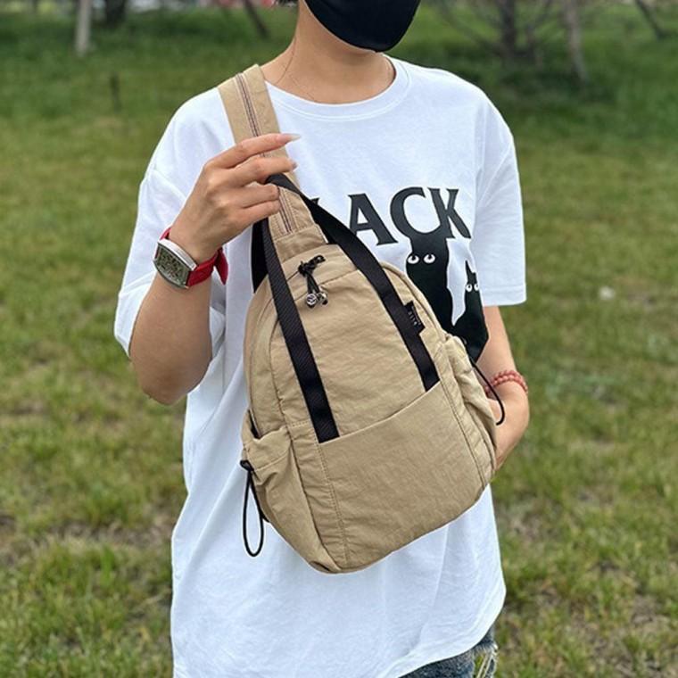 데일리 미니 나일론 슬링 백팩 직장인 가방 베이지 여성백팩 여행용백팩 직장인백팩