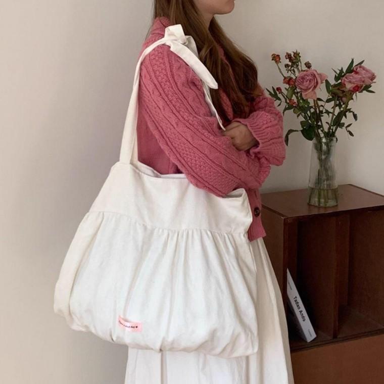 대학생 직장인 보부상 가방 캔버스 숄더 백 아이보리 숄더백 쇼퍼백 여성 데일리 데일리백