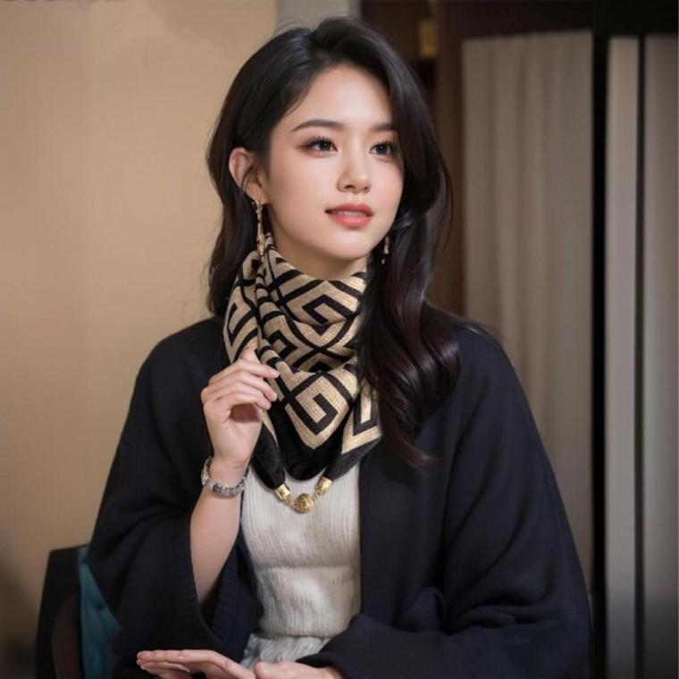 마그네틱 자석 스카프 여성 승무원 면 목 손수건