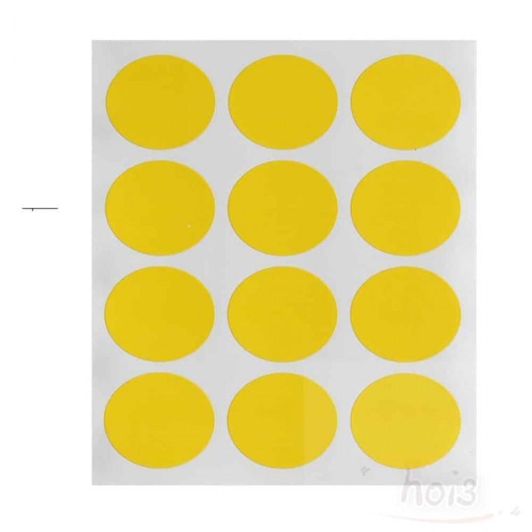 호이 25mm 원형 스티커 12매세트 옐로우 어린이집스티커 다꾸스티커 컬러스티커