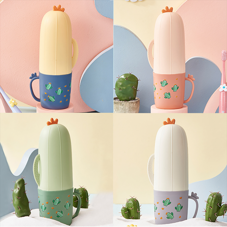 맘앤맘리빙 선인장 휴대용 다용도컵 4COLOR 어린이집 유치원 양치컵 휴대용 여행용 칫솔치약 케이스