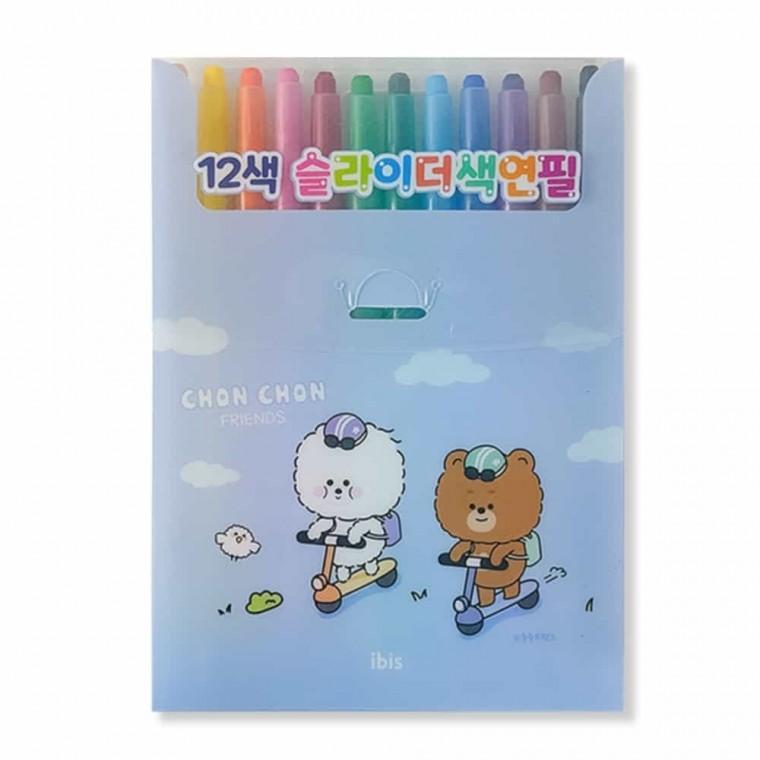 12색 슬라이더 색연필 부드러운색연필 어린이색연필 컬러링북색연필 유아색칠공부 무지개색연필 샤프식색연
