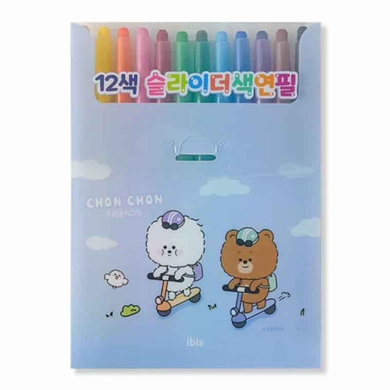 12색 슬라이더 색연필 그림색연필 키즈색연필 문구점색연필 어린이색연필 색칠공부색연필 아동색연필 12색
