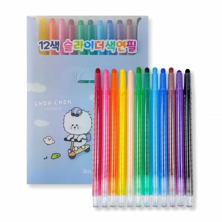 12색 슬라이더 색연필 신학기준비물 미술도구 샤프식색연필 색연필세트 미술준비물 어린이색연필 부드러운