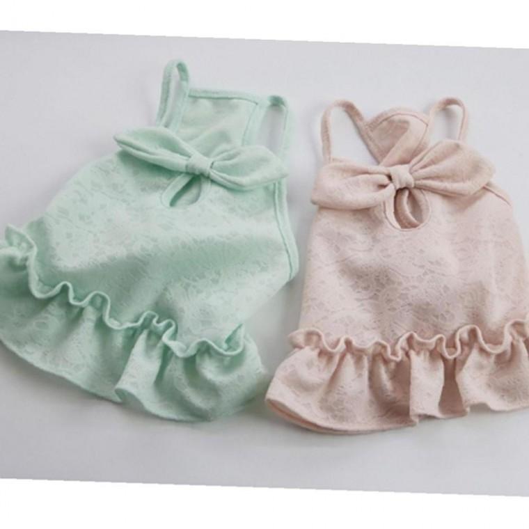 강아지 크롭 주름 원피스 핑크 3XL 1P 민소매 여름