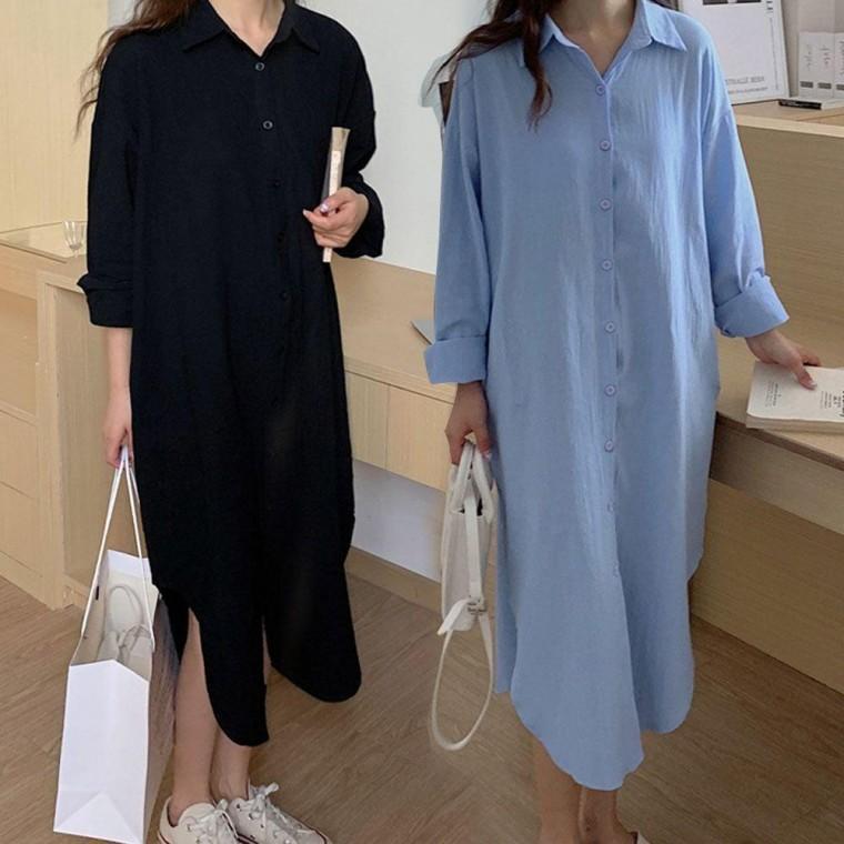 여성 롱 셔츠 봄 가을 여름 사이드 트임 롱 가디건 브이넥 꽈베기 루즈핏 가을원피스 롱 봄 여성 봄자켓