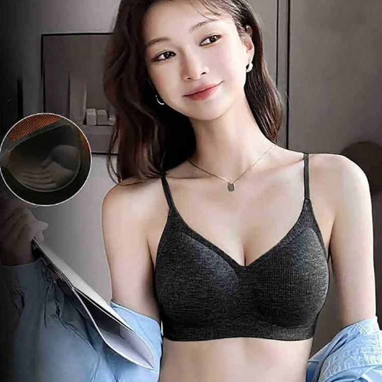 여자 부드러운 와이어 압박 없는 골지 속옷 브라 여성 여름 시스루 심리스 언더웨어