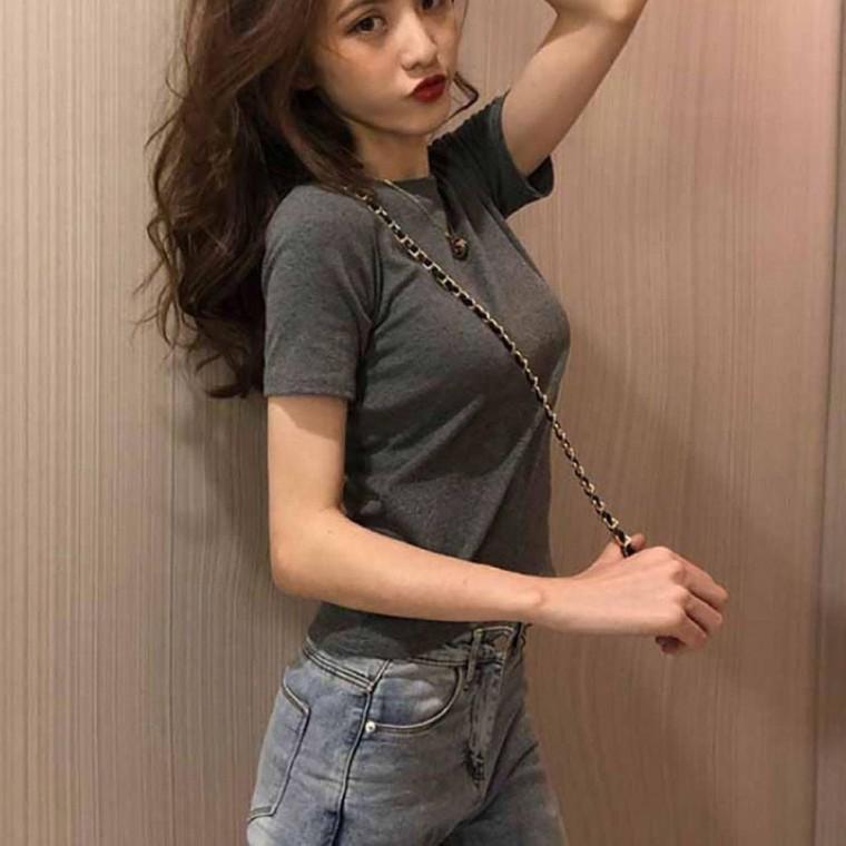 여자 기본 무지 라운드넥 슬림 반팔 티셔츠 여성 U넥 반팔티 이너 여름 얇은 시원한