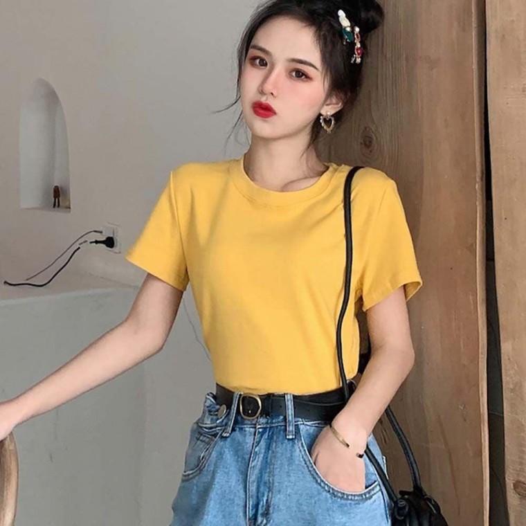 여자 컬러 기본 스타일 라운드넥 데일리 반팔티 여성 티셔츠 U넥 이너 여름 얇은 시원한
