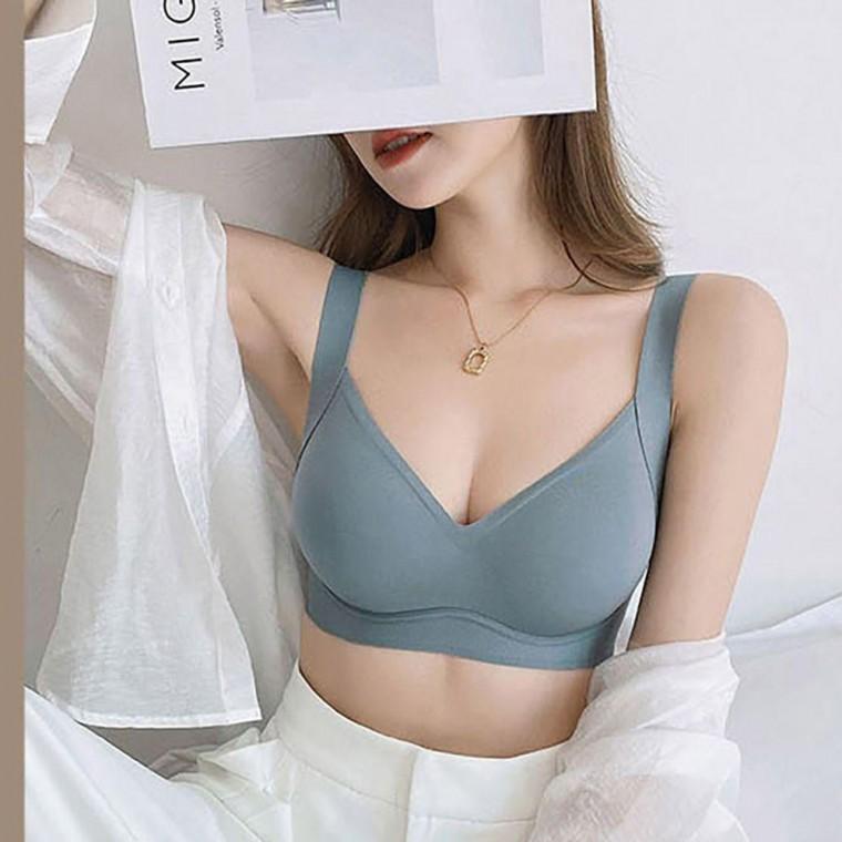 여자 부드러운 느낌 볼륨업 심리스 노와이어 브래지어 여성 속옷 여름 시스루 언더웨어