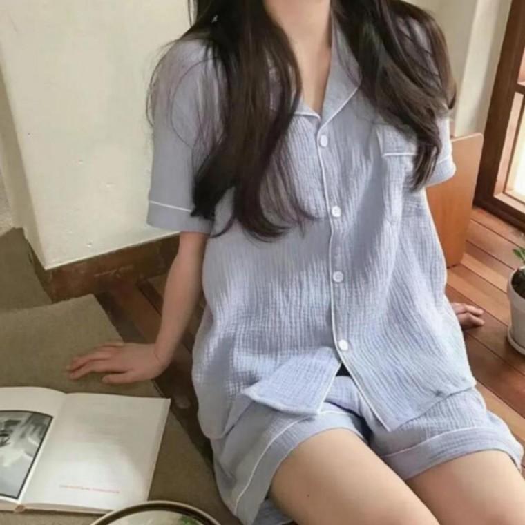 여성 여자 여름 파스텔 반팔 셔츠 반바지 잠옷 홈웨어 파자마 세트