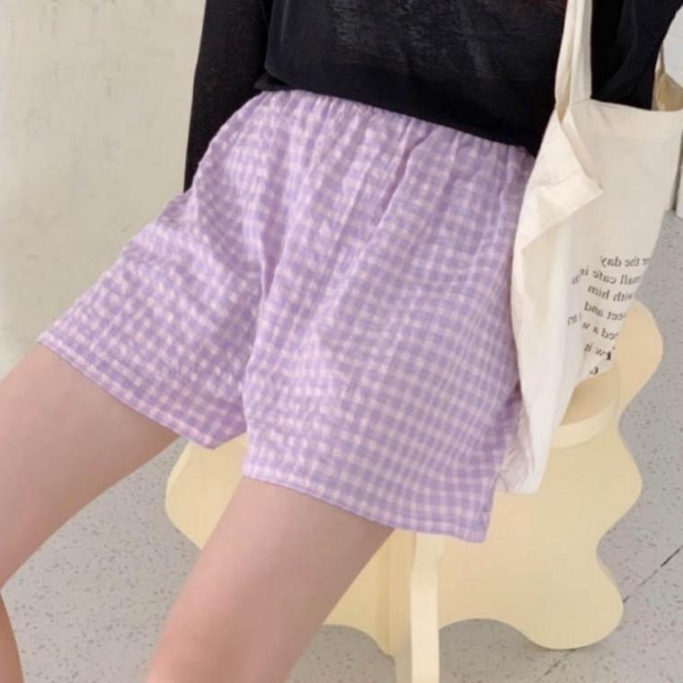 여성 여자 여름 꽃무늬 체크 홈웨어 파자마 잠옷 반바지 숏팬츠 1P