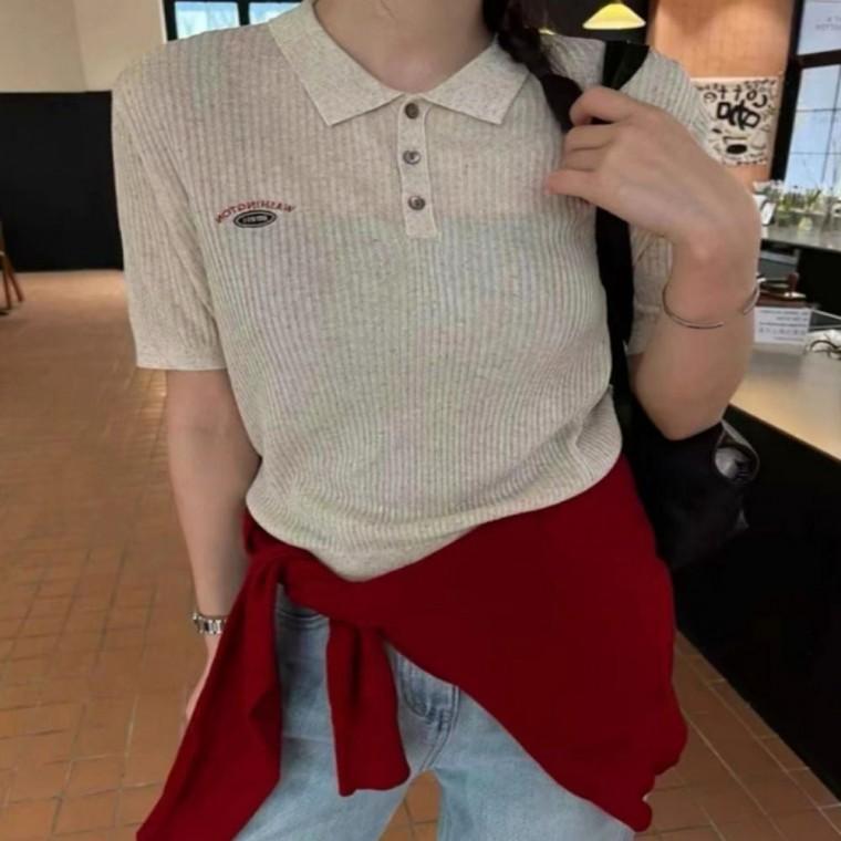 카라 데일리티 반팔니트 여름 얇은 시스루 여자