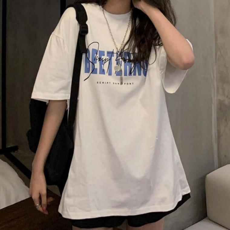여자 레터링 루즈핏 반팔 티셔츠 봄여름 꾸안꾸 캐주얼룩