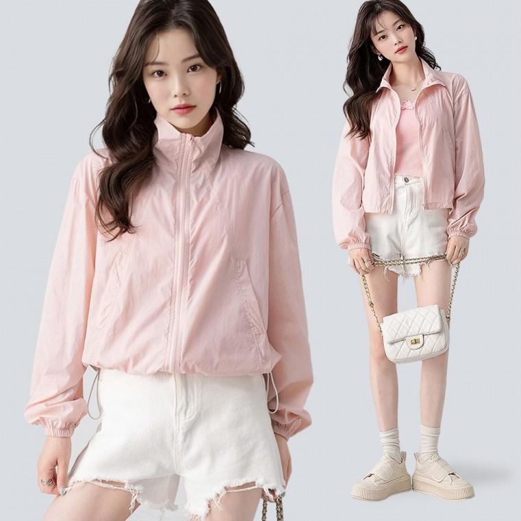 크롭 카라 바람막이 바스락 여름 경량바람막이 숏