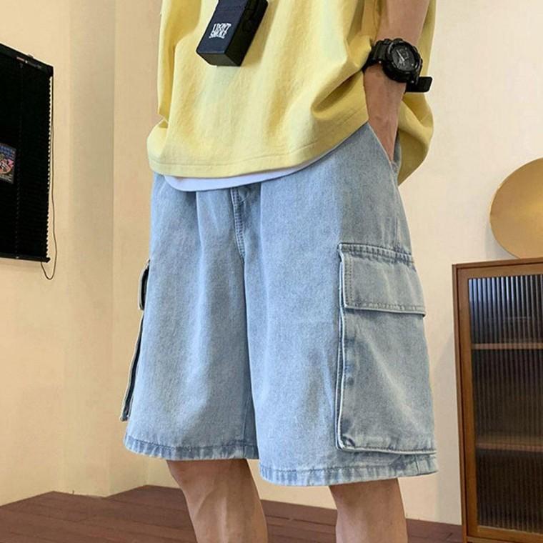 남자 여름 외출 패션 캐주얼 데님 루즈핏 스트릿 청 반바지 남성 면바지 남자카고 린넨