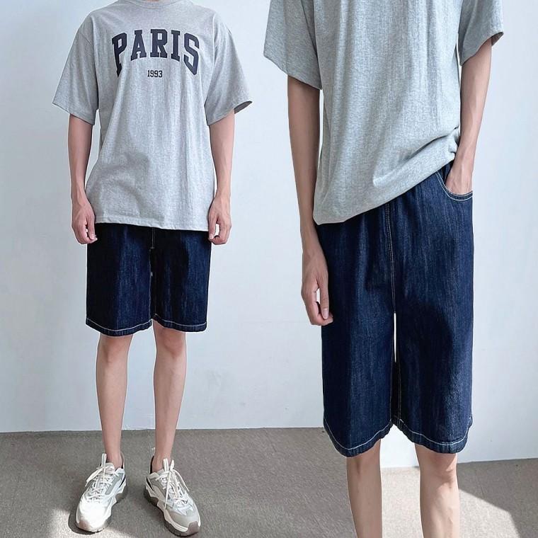 밴딩 데님 여름 남성 팬츠 린넨 반바지 편한 청