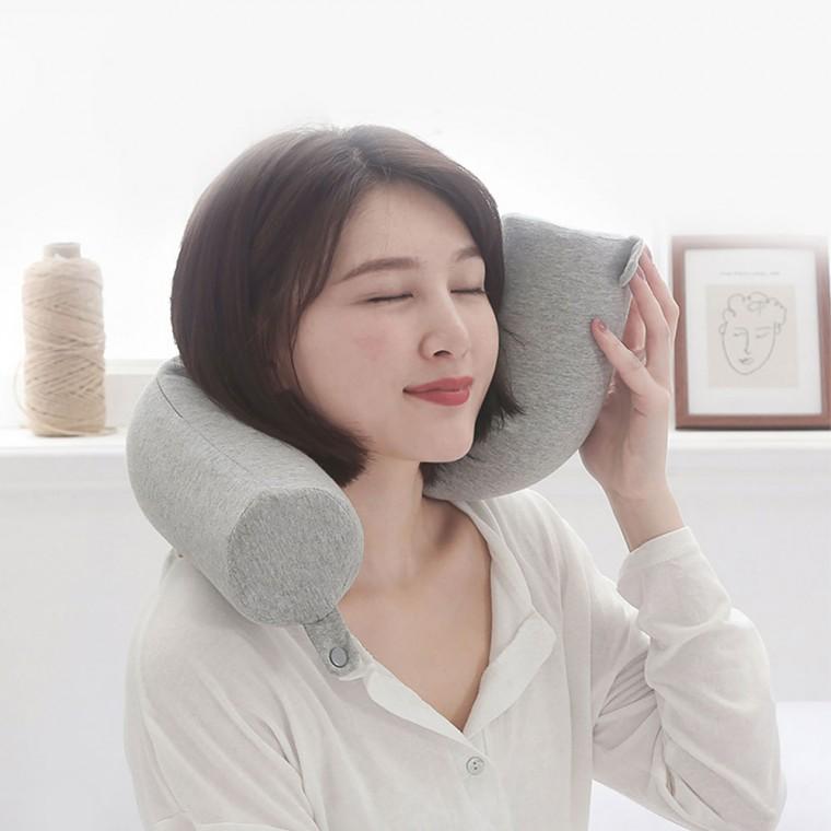 라온파인 접이식 메모리폼 여행용 기내용 목베개 각도조절 목쿠션 벨벳