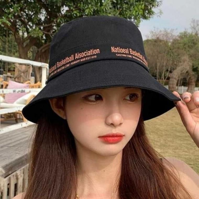 레터링 포인트 벙거지모 자외선차단 남녀공용 버킷햇
