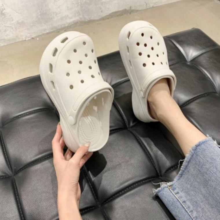여성 고무 키높이 통굽 방수 뮬 슬리퍼 신발 3컬러