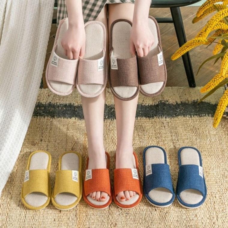 실내 슬리퍼 거실 실내화 린넨 사무실 층간 소음 방지