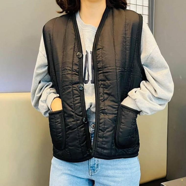 여자패딩조끼 후끈 누빔 베스트 융털 루즈핏 안감퍼 사무실조끼