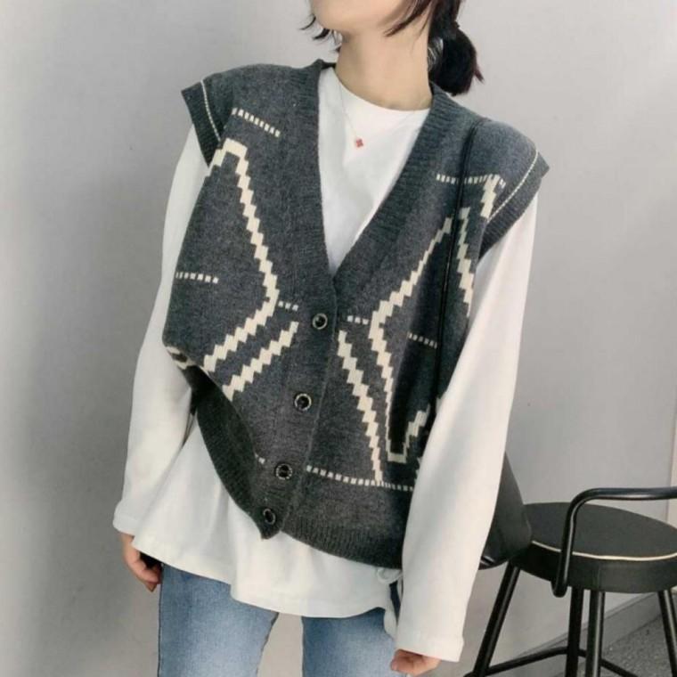 루즈핏 조끼 간절기 여성봄 봄조끼 데일리 베스트 여자 가디건 니트 브이넥 개강룩 여성베스트