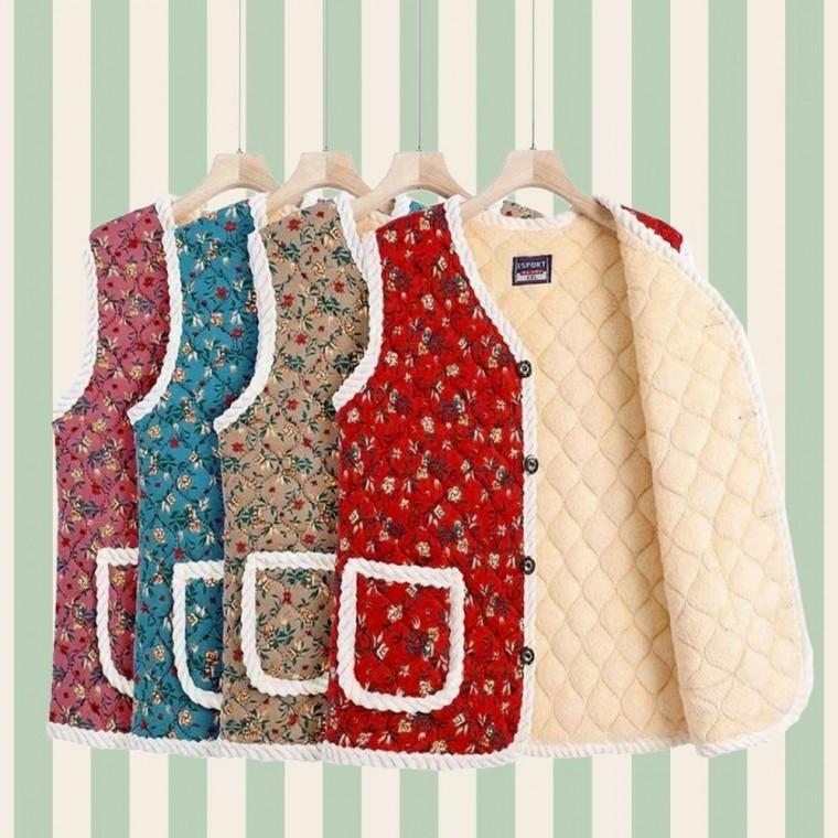 엄마 할머니 꽃무늬 김장조끼 촌캉스 기모 보온 방한조끼 랍슨유통
