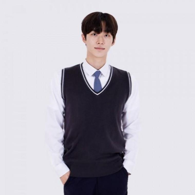 교복몰 롱 보풀방지 교복 그레이화이트 조끼(남자)
