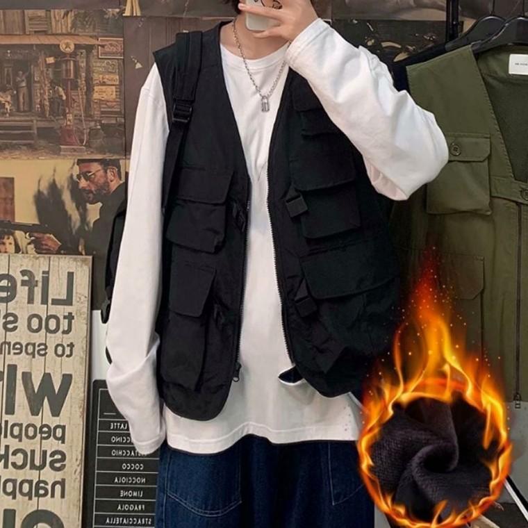 방한 기모안감 카고조끼 쪼끼 V넥 스트릿 남성